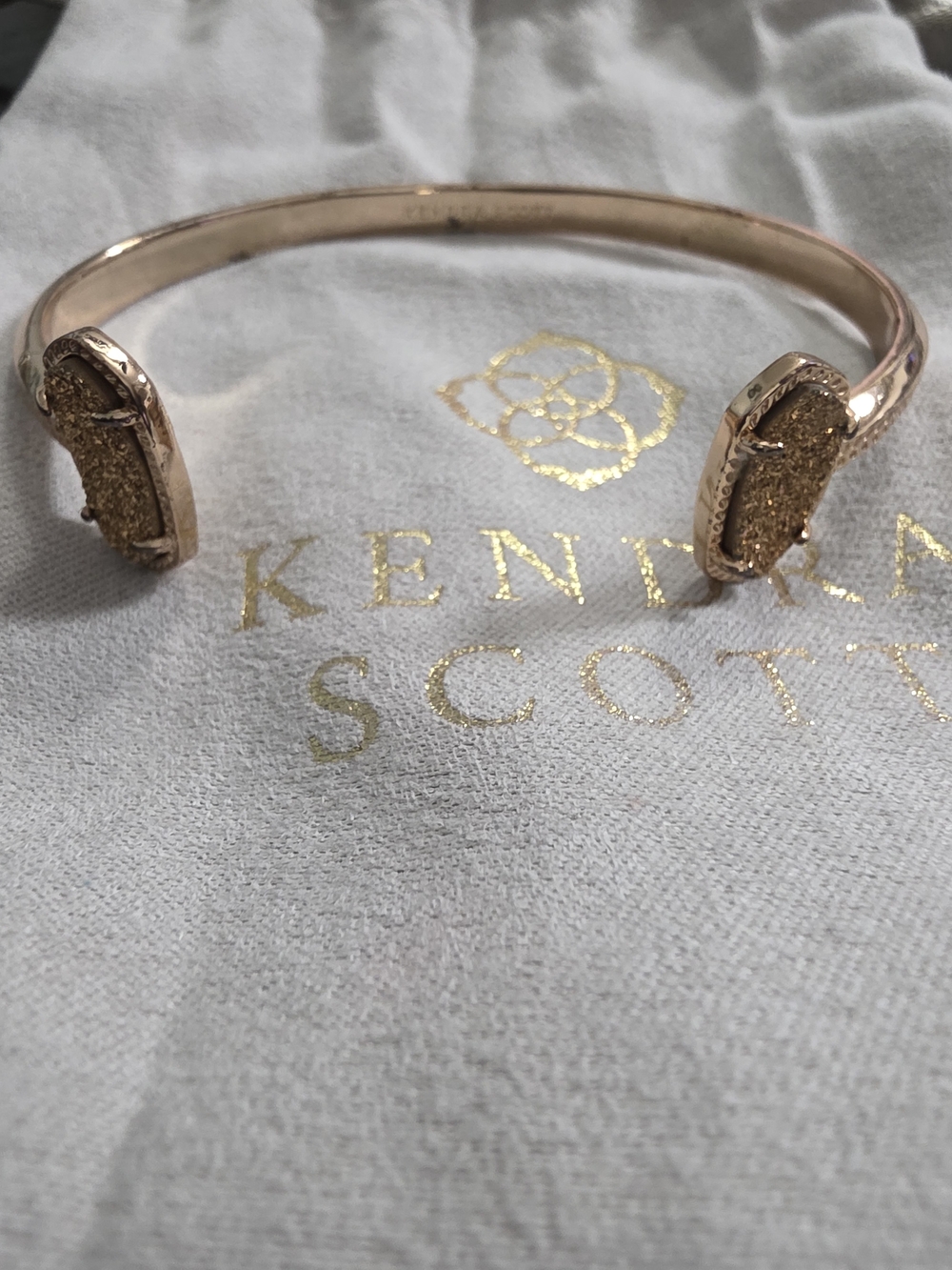 Kendra Scott Rose Gold Glitter Druzy Open Cuff Bracelet